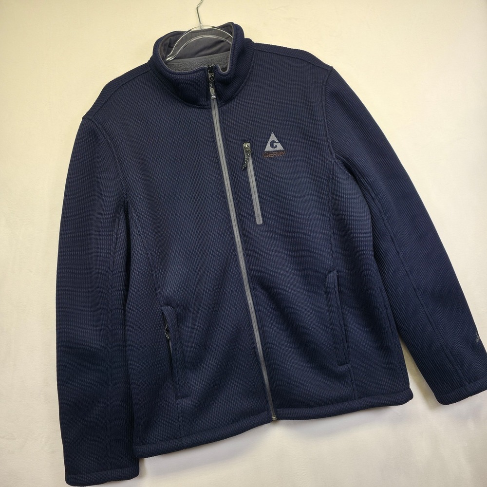 Gerry Jacket Mens L‎ Navy Blue Knit Fleece Lined Heavyweight Warm Winter Outdoor